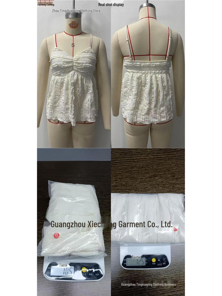 European & American Summer Fashion Chiffon Camisole with Lace Floral Trim