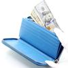 [Revetta] Stingray Leather Long Wallet, Round Zipper, 9 Colors Available, Stingray, Galuchat, Sky Blue, Light Blue, Genuine Leather, Large Capacity [1
