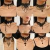 Black necklace, lace collarbone pendant, luxurious luxury necklace, hollowed out tassels, Gothic style
