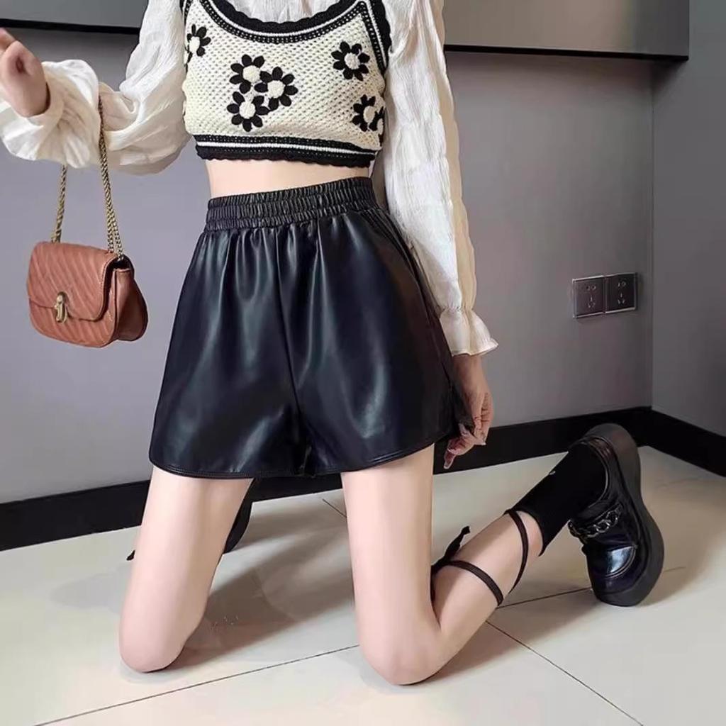 Women's Brown High Waist Wide Leg Leather Pants - Autumn/Winter 2024 Fashion A-Line Bootcut Style