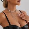 Irregular Bead Necklace with Multiple Tassels Adjustable Collarbone Chain Statement Choker for Fashion Enthusiasts