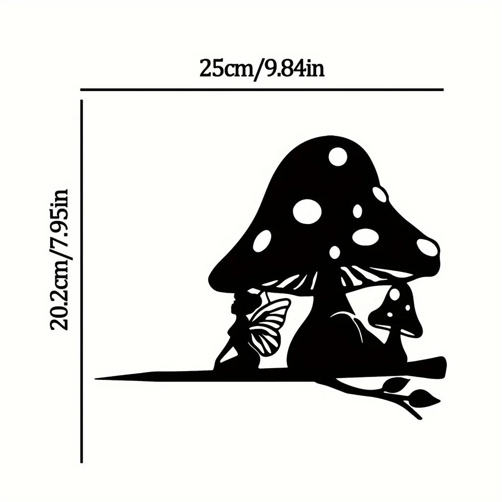 Bezaubernde Pilzelfe Metall Wandkunst - Eisen Silhouette Gartenstecker für Outdoor Heimdeko, Hof, Terrasse und Garten