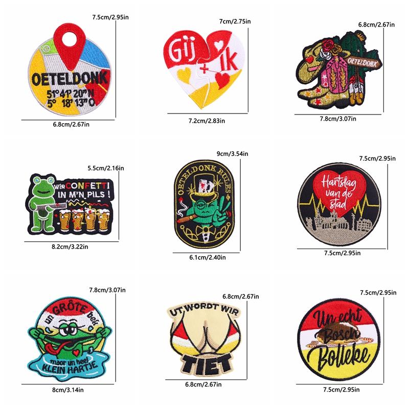 10pcs /Lots Netherland Carnival Patch Netherland Oeteldonk Emblem Full Embroidered Patches Iron On Patches For Clothing Sew Diy 