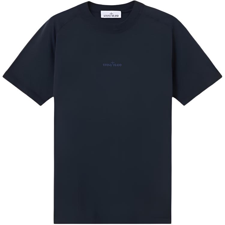 Stone Island Lente/Zomer 25 Reflecterend Logo Ronde Hals Korte Mouwen T-shirt Heren Tops Marineblauw K1S1521000-20S0080-V0020 XXL