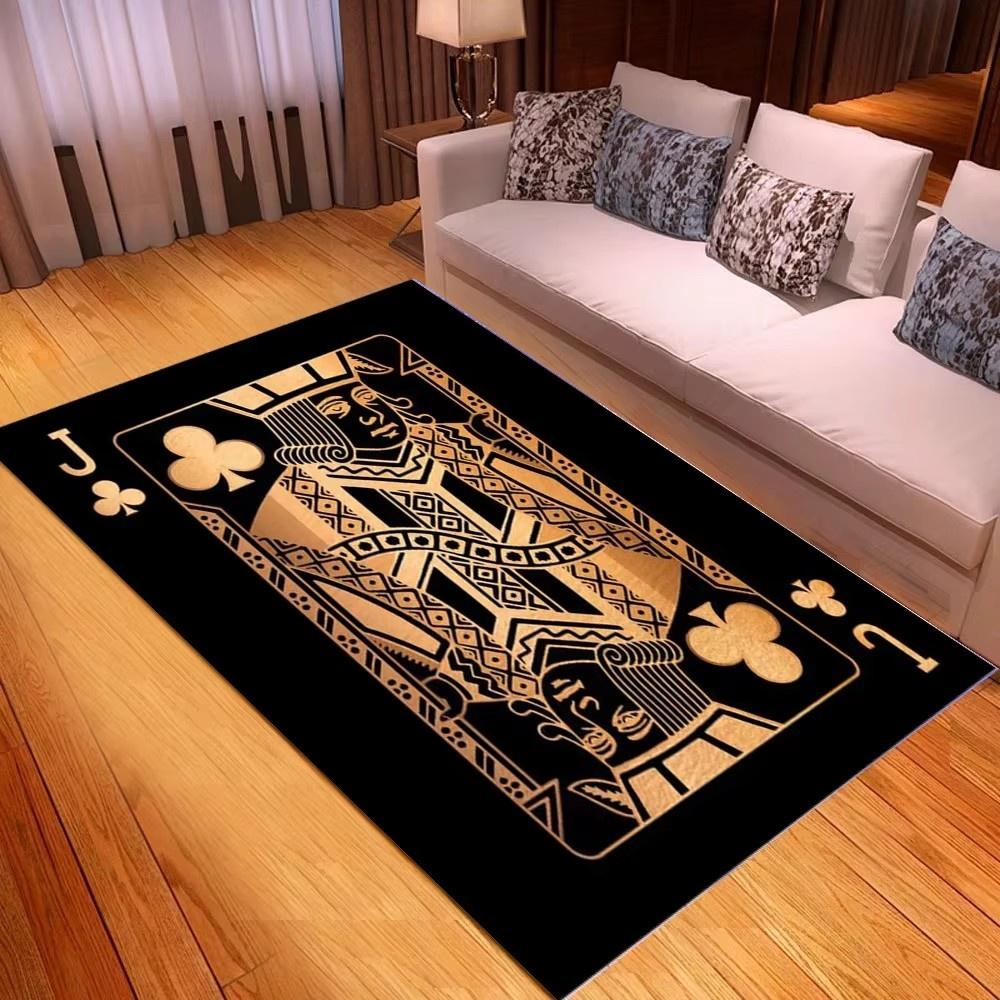 Kupa Ası Poker Kartı Desenli Halı Oturma Odası İçin Kaymaz Yatak Odası Yatak Kenarı Kanepe Alan Halısı Yumuşak İç Mekan Yer Paspası Ev Dekorasyonu