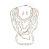 European-American Multi-layer Pearl Necklace & Earrings Set - Women's Long, Elegant Accessories