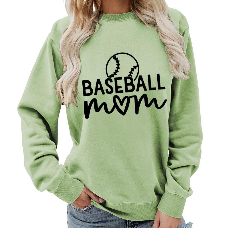 Women's Oversized Crew Neck Letter Print Baseball Sweatshirt Long Sleeve Casual Top Loose Fit Streetwear