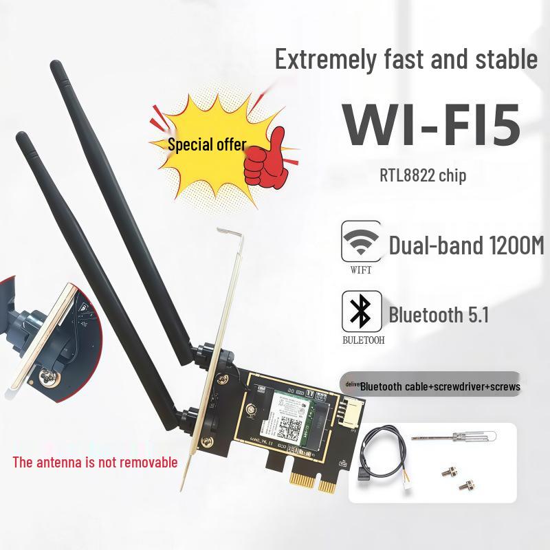 MT7922 WiFi 6E Tri-Band 5374 Mbps PCIe Wireless Network Card with Bluetooth 5.3 for Desktop Computers