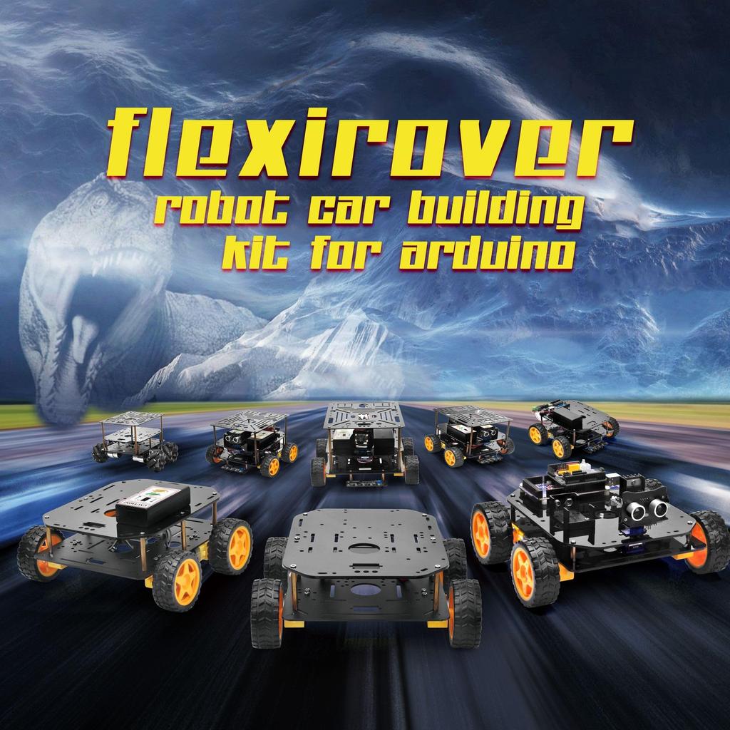 OSOYOO FlexiRover Assembly Kit for Arduino Customizable Robot Car Chassis with 4 TT Motors and Ideal for Robotics Development Main Board Not – Wheels,
