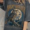 Night Watcher Owl Vintage Comfort Colors Shirt, Retro Midnight Forest Graphic Tee, 90s Wilderness Owl Nature Lover Animal Gift Top