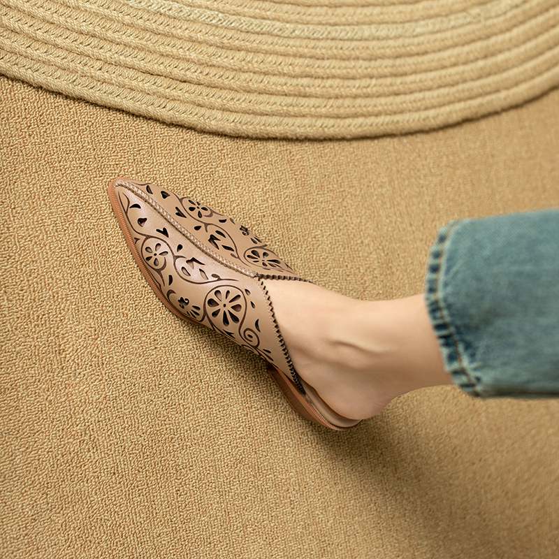 

Krazing Pot Мюли из коровьей кожи с острым носком, размер 43, дышащие, на толстом среднем каблуке, модные, в горошек, с вырезами, неглубокие, осенние туфли-лодочки 43 абрикосовый