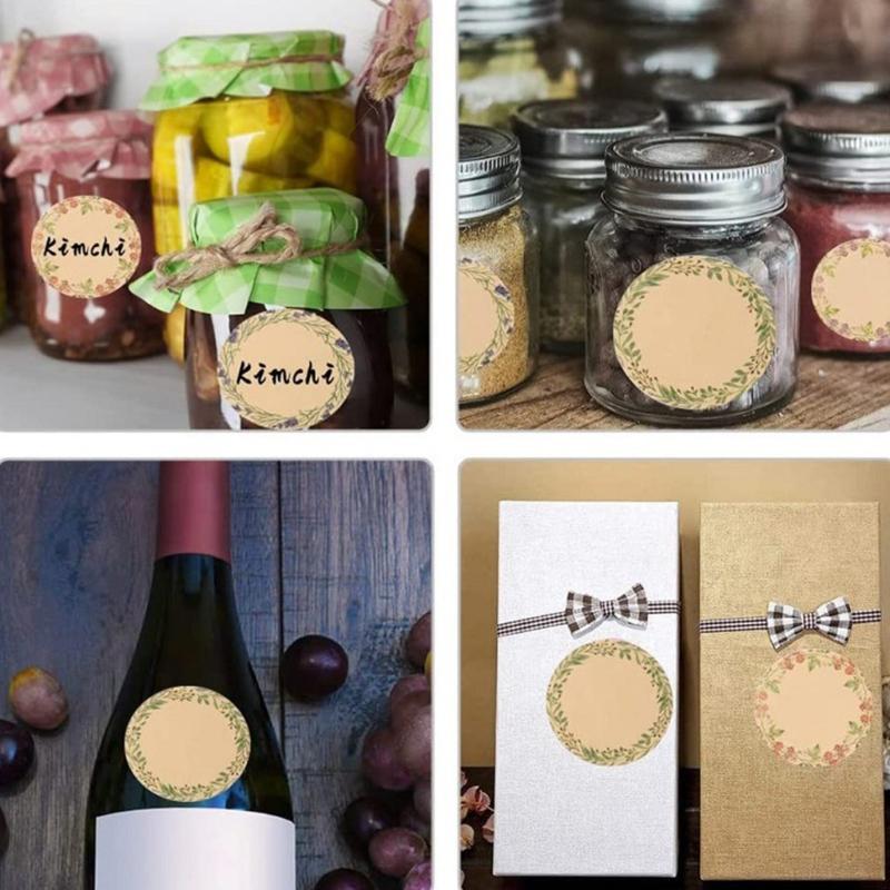500x/Rolle Marmeladenglas-Etiketten Selbstklebende Etiketten Runde Aufkleber Beschriftbare Etiketten Aufkleber Back-Etiketten für Basteln Geschenktüte