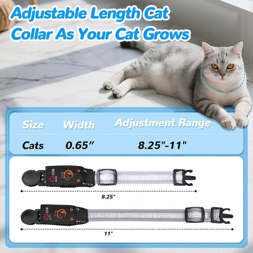 2X Cat Collar,Lighted Cat Collars for Night,Rechargeable Waterproof LED Cat Collar with Remote,Dog Lights