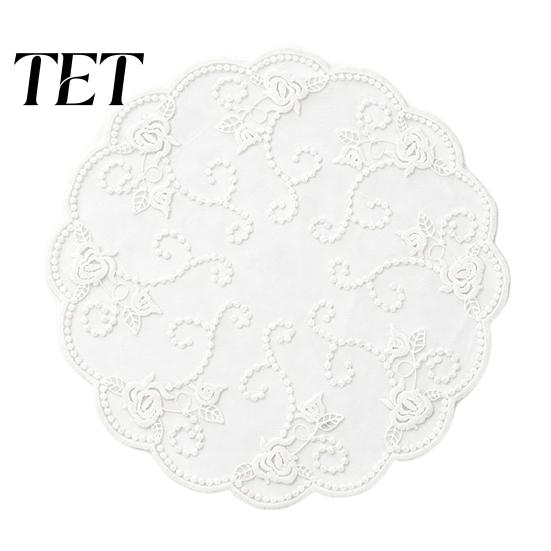 Reusable Polyester Lace Mats Retro Placemat, White Floral Doilies, Embroidered Table Mat, French Style Kitchen Accessories Sheer Mesh Doily B