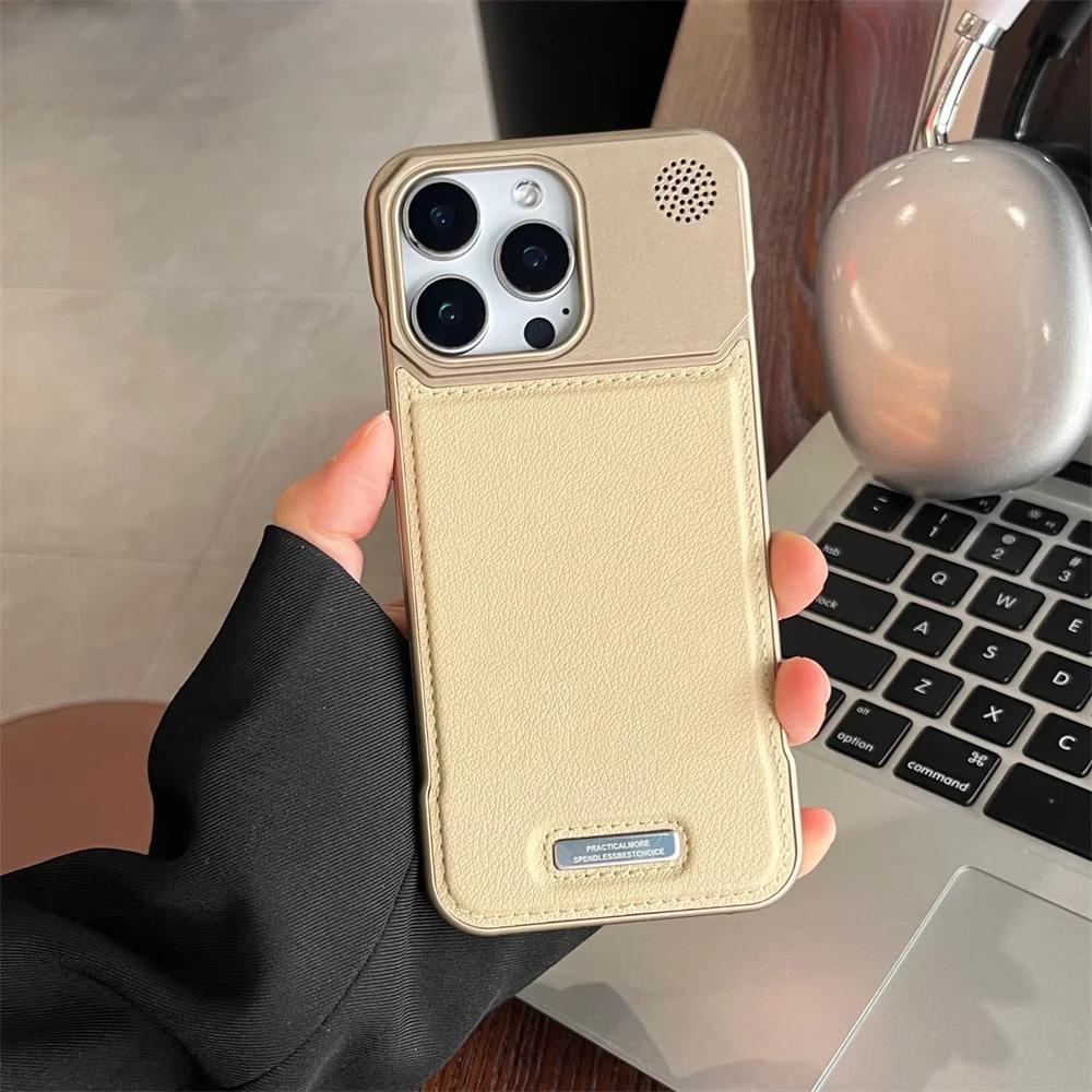 Premium Leather Magnetic Frameless Phone Case For iPhone 16 15 14 13 12 11 17 Pro Max Plus 16E Plating Protector Aroma Cover