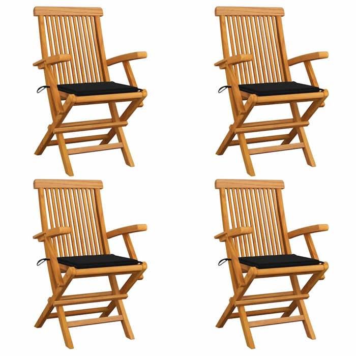 VidaXL Lot de 4 Chaises de Jardin avec Coussins, Sièges de Terrasse, Chaises de Salle à Manger, Meubles de Patio Extérieur, 3065624