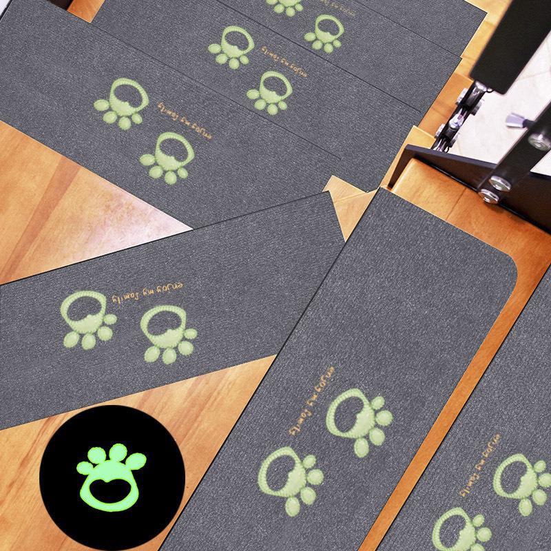 Luminous Self-Adhesive Stair Tread Mats - Splicable, Glue-Free, Solid Wood Protection Carpets