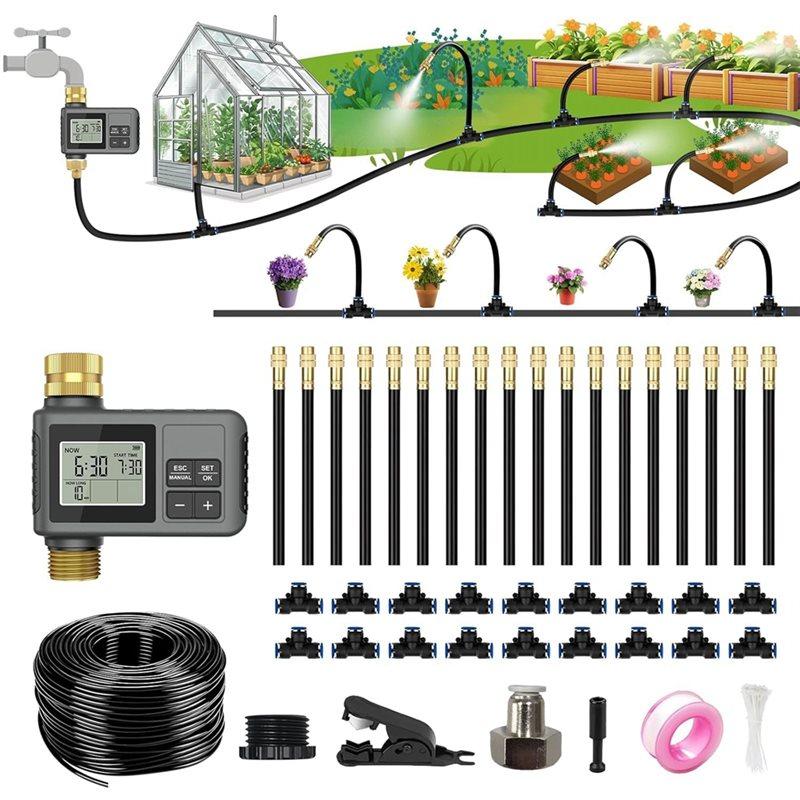 

Fresh Smart Water Timer Drip Irrigation System 60 Feet, Bendable Tubing, Solid Brass Connector Fittings, 360 Degree Adjustable N