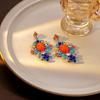 Retro Color Geometric Earrings, Court Style Niche Water Drop Oval Earrings, Medieval Color Matching Earrings