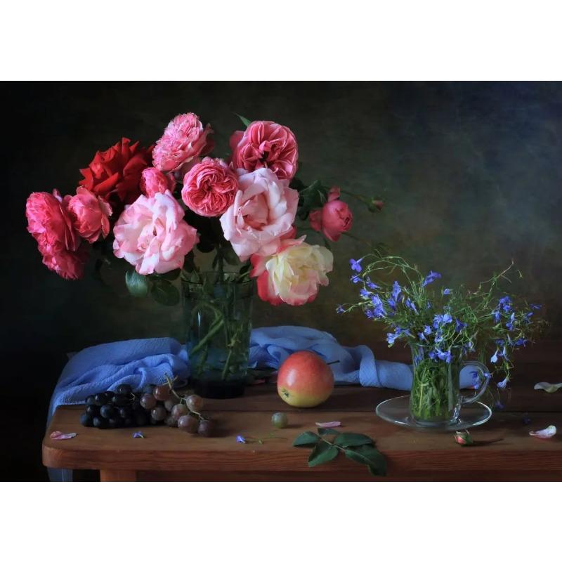 Colorful Flower Plants Oil Painting Canvas Poster Potting Daisy Wall Art Pictures for Living Room Bedroom Modern Home Decor Gift