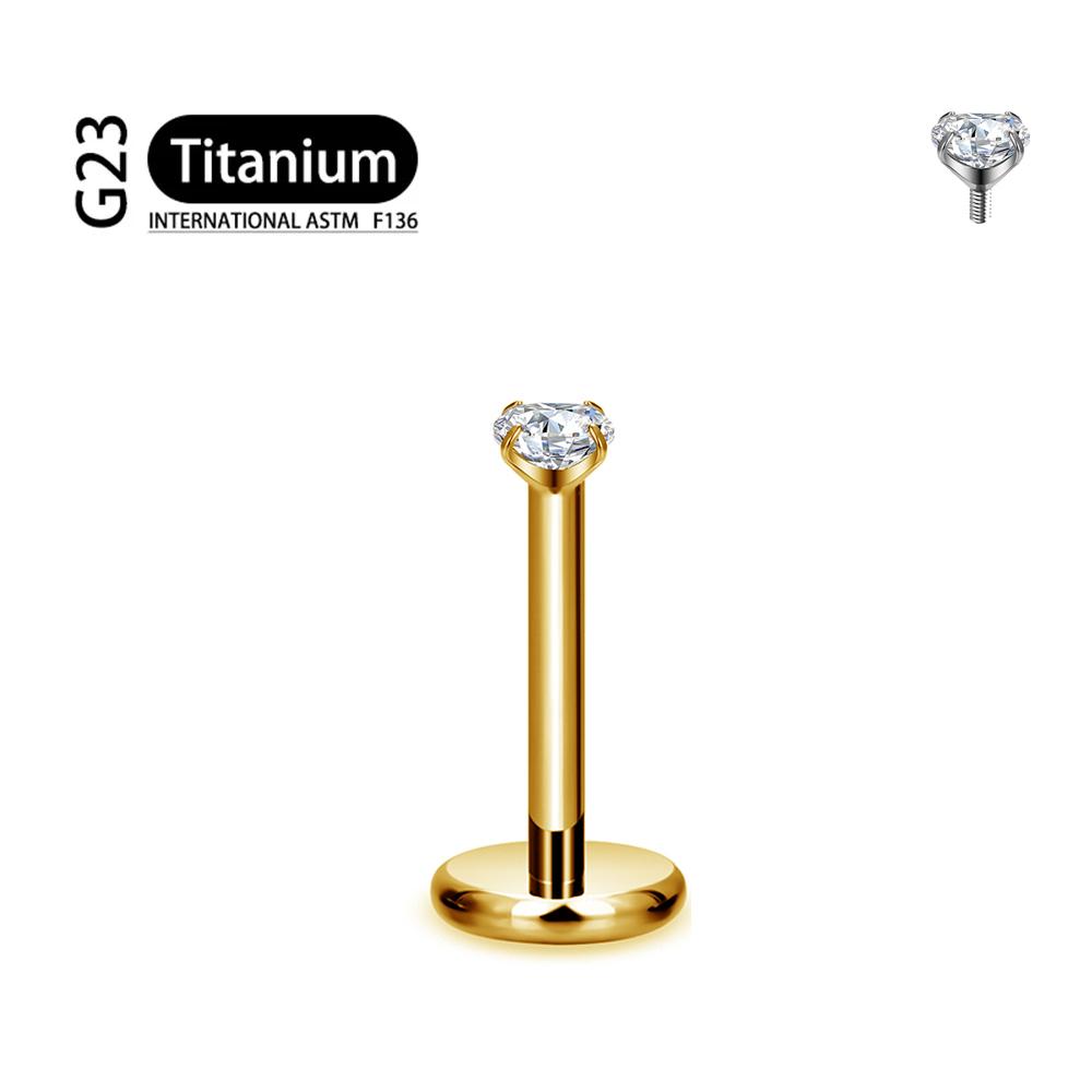 Titanio F136 2/2,5/3/4/5/6Mm Stud Labret con Zirconia Cubica 16G Trago Elica Cartilagine Conchiglia Flatback Lobo Orecchio Piercing Gioielli Corpo