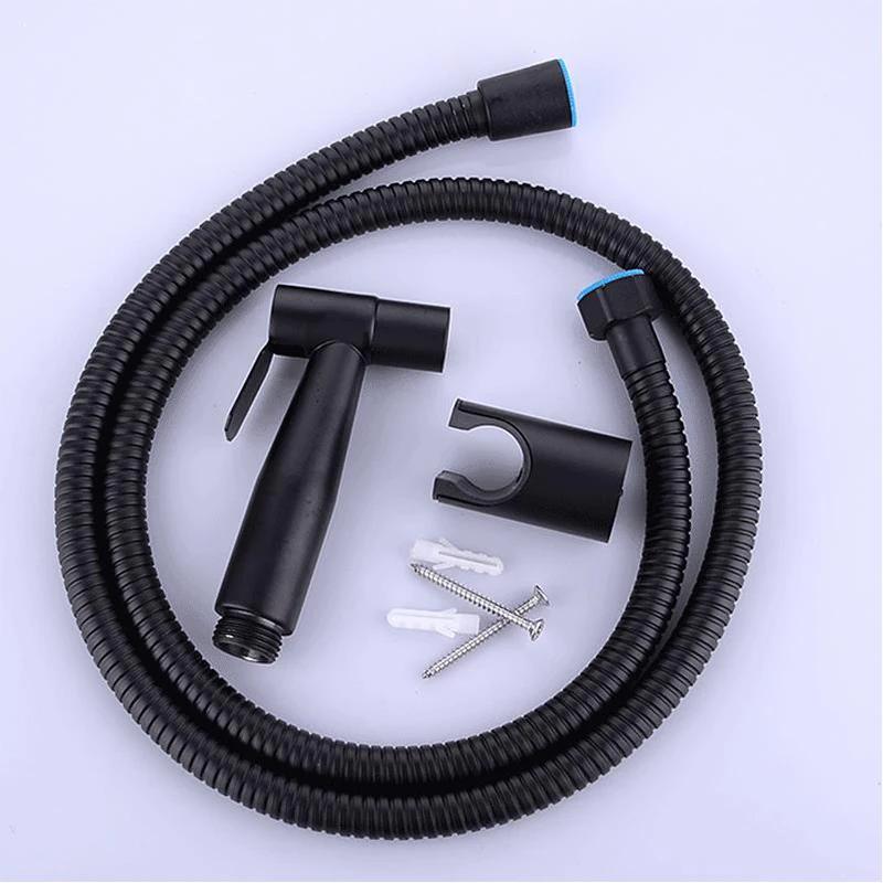Black Handheld Toilet Bidet Faucet Sprayer Stainless Steel Bathroom Hand Bidet Sprayer Set Hose Toilet Self Cleaning Shower Head