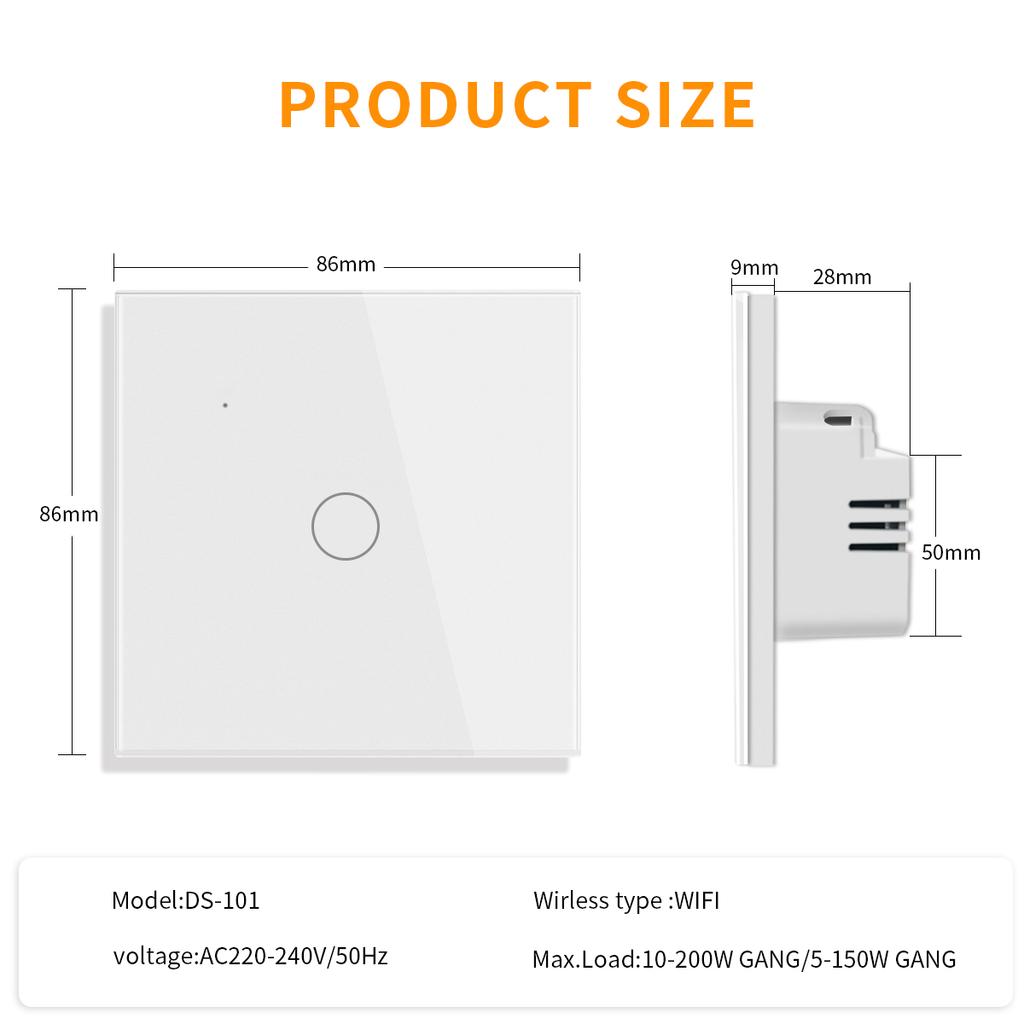 Bingoelec New Arrivals Neutral &Live Wire Alexa Tuya App Wifi Smart Touch Switch Wall Switch