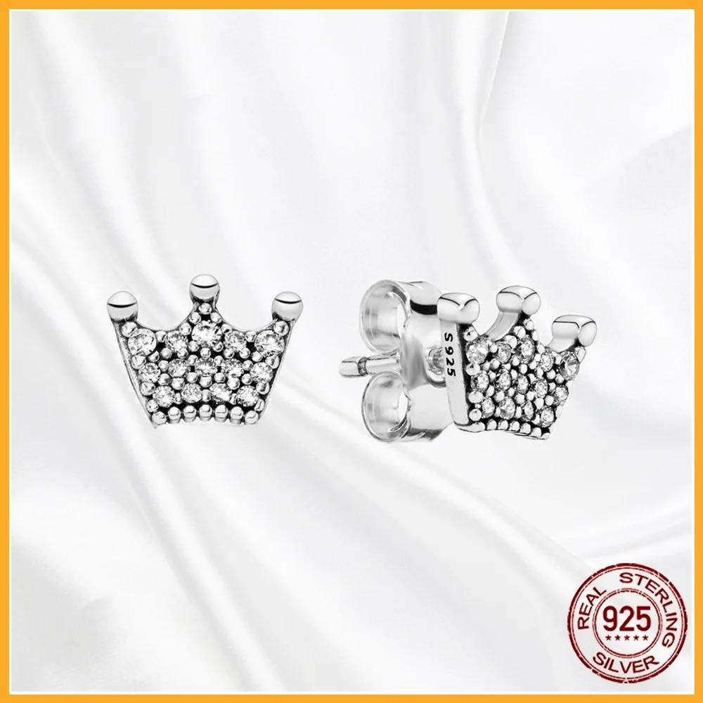 925 Silver Heart Hoop Earrings Sparkling Original Jewelry Gift for Women