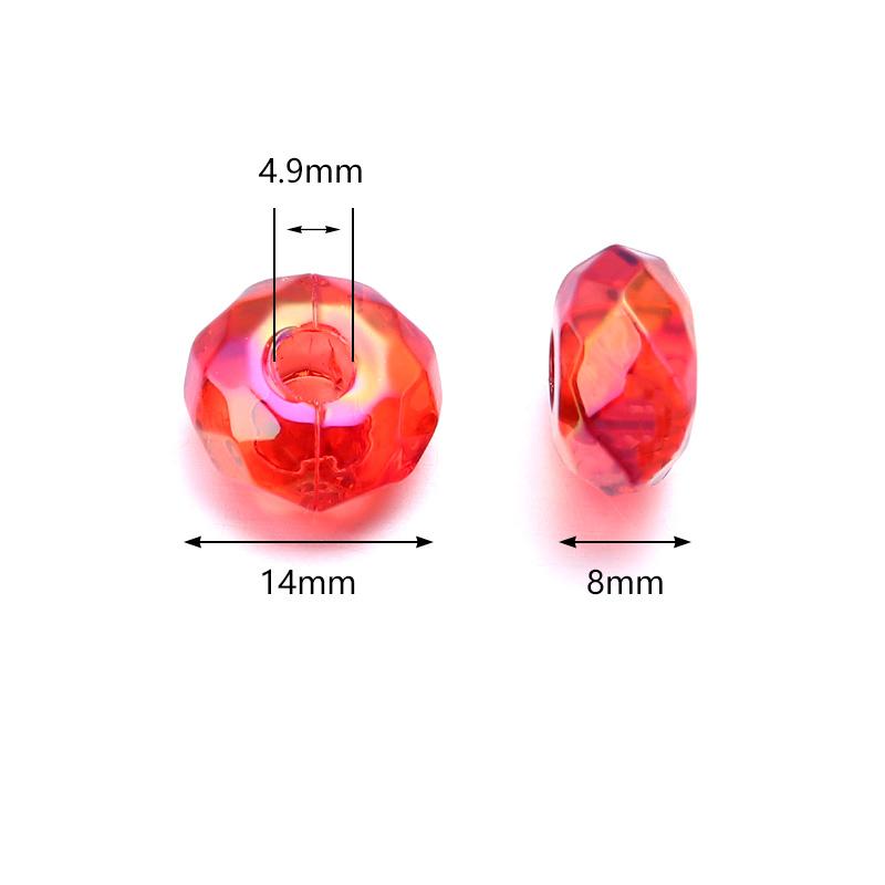 20Pcs/Lot 14mm Acrylic Beads Clear Color 4.9mm Large Hole Loose Beads For Diy Jewelry Bracelet Necklace Accessories