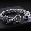 Gothic Men's Skull Head Bracelets Stainless Steel Ghost Chain Man Bracelet Punk Rock Skeleton Jewelry Gifts for Boyfriend Him