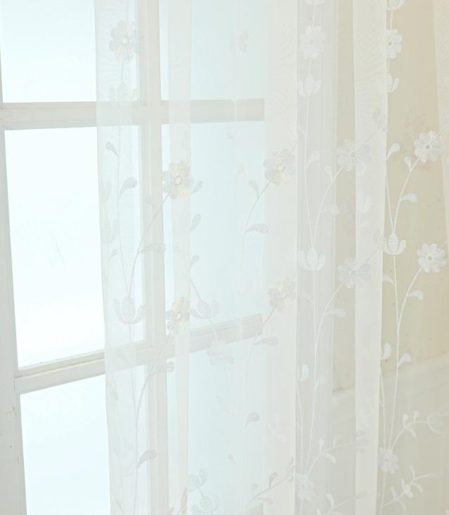 Small Fresh Pastoral Embroidered Small Flower Gauze Curtains Living Room Bedroom Curtains