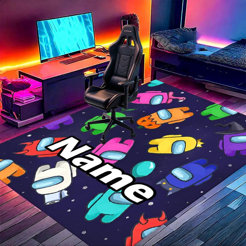 Custom Name Personalized Among Us Print Carpet, Versatile Home Decor Rug, for Playroom, Apartment, Balcony, Entryway, Hallway Gift