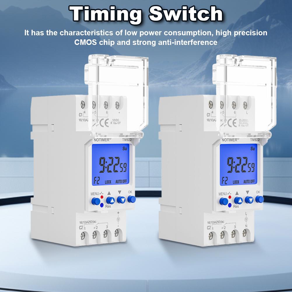 2 Channels Programmable 24Hours Time Clock Big LCD Display Digital Timer Switch Din Rail 7 Days Programmable Time Switch Relay