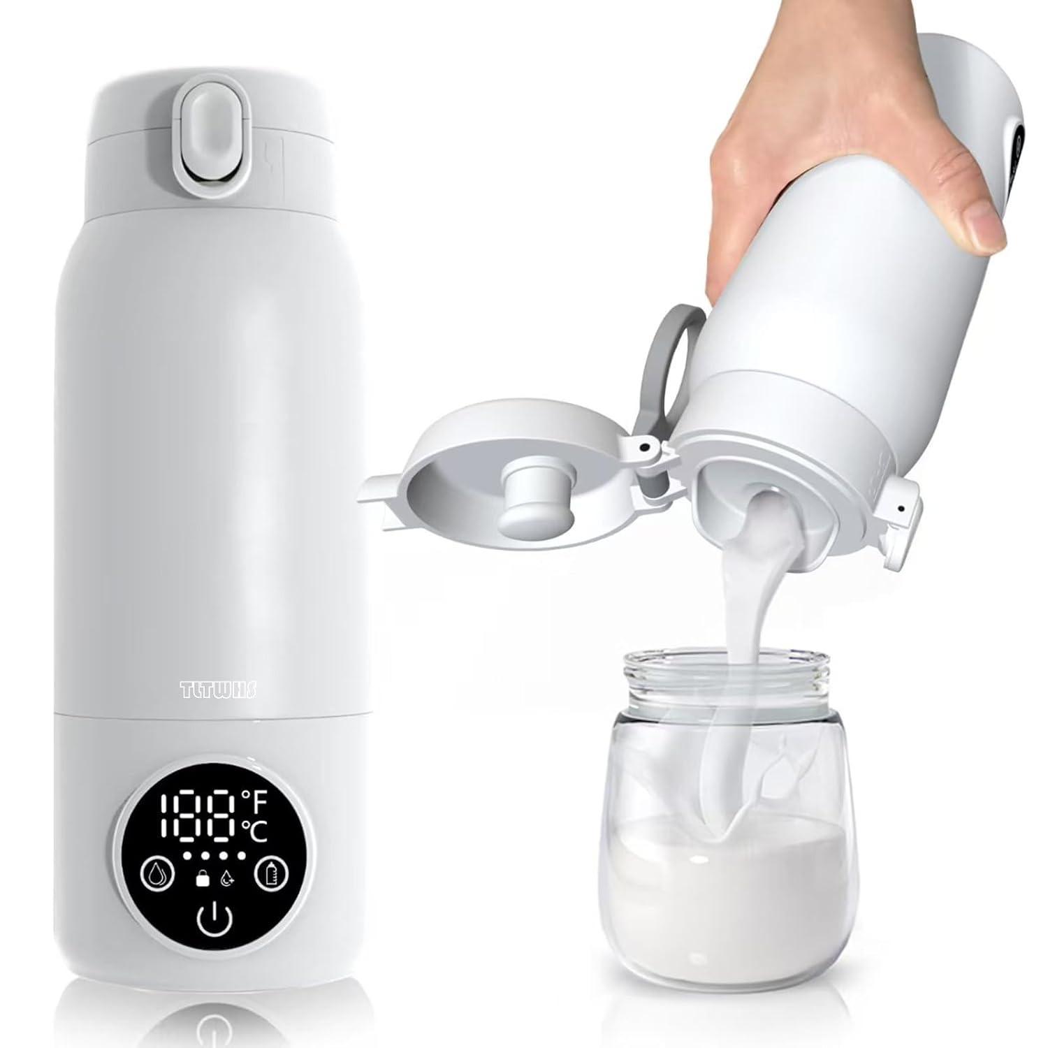 Portable Bottle Warmer, 17oz Milk & Water Warmer for Travel, Efficient Heating with Preset Temperature, PD Fast Charging, IPX6 Rinseable белый