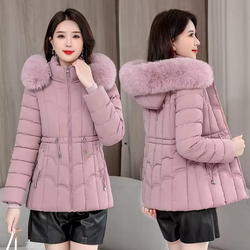 Giacca invernale da donna Parka Moda Alta qualità Caldo cotone imbottito Cappotto corto da donna Soprabito con cappuccio Tops