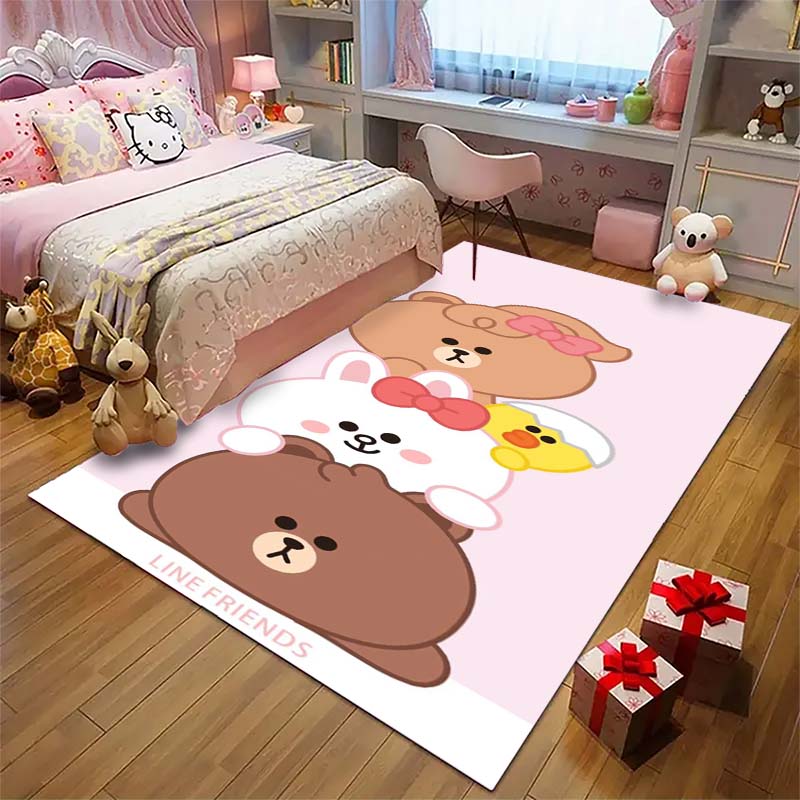 Non-slip decorative rug, cute cartoon welcome mat, Line Friends series pattern, a gift for friends and family.
