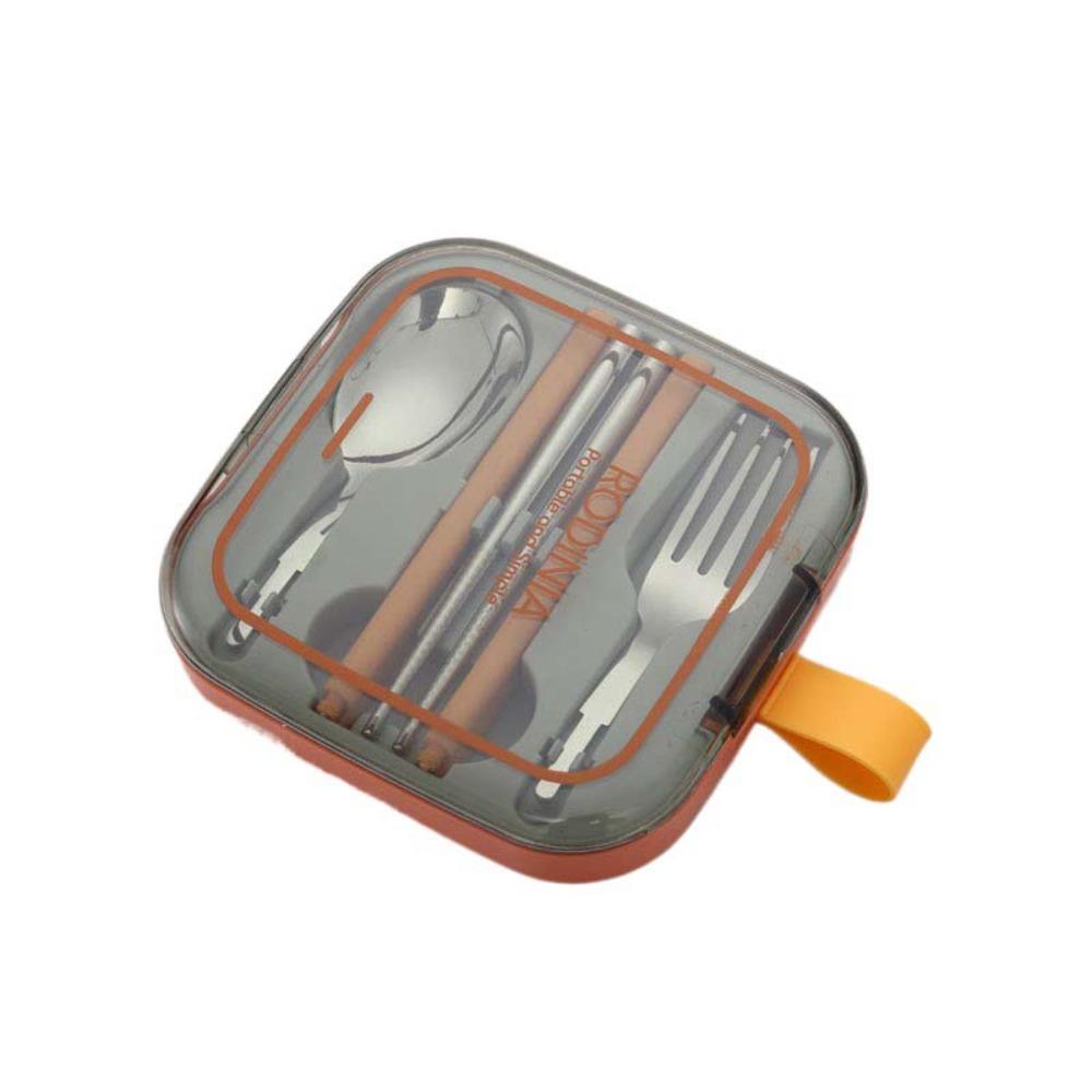 

Набор складных столовых приборов из нержавеющей стали, 3 шт., съемный, с квадратной коробкой, набор столовых приборов, компактный, многоразовый, ложка, вилка, палочки для еды оранжевый