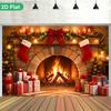 1Pcs Santa Gifts Cozy Fireplace Warmth Decoration Background Christmas Backdrop Decorations For Photo Studio Photo Booth Party