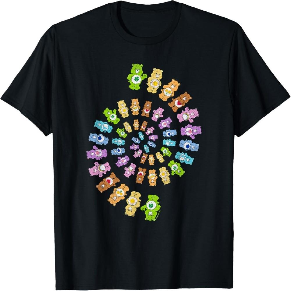 Care Bears Psychedelic Retro Rainbow Spiral Bear Group T-Shirt XXXXXL чёрный