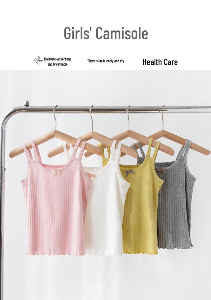 Children's Summer Strappy Tank Top with Sweet Bow - Comfortable Modal Fabric
