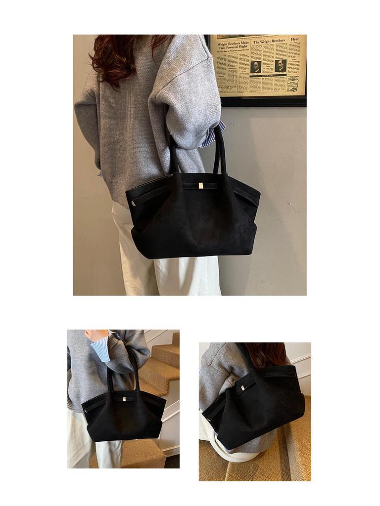 Women's Large Capacity Tote Bag - 2025 Autumn/Winter Solid Color Versatile Shoulder Handbag