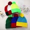 European & American Color Block Pom Pom Knit Hat for Autumn/Winter - Red & White Halloween Edition