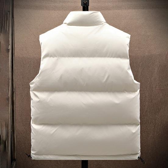 Men Waistcoat Stand Collar Sleeveless Zipper Placket Cotton Vest Coat with Side Pockets Solid