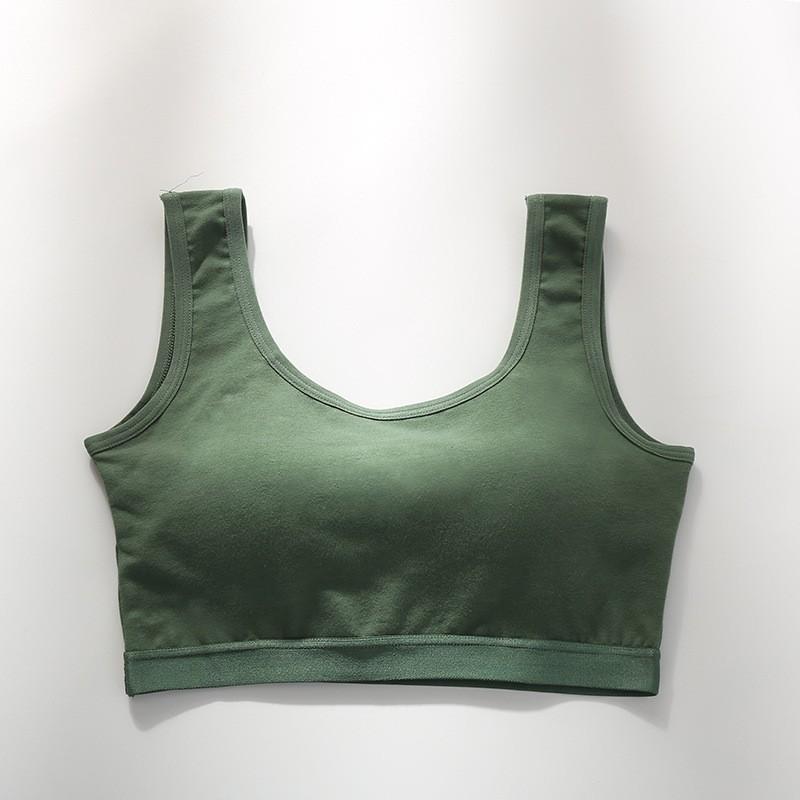 Pure Cotton Fixed Bra U-shaped One-piece Beautiful Back Sports Bra Underwear Small Chest Gathering Without Steel Ring Student Vest