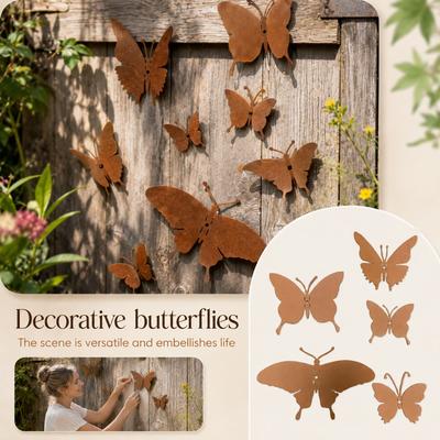 Set of 15 Metal Butterfly Wall Decorations Iron Art Realistic Climbing Butterfly Sculptures for Indoor Outdoor Wall Hanging Home Garden Decor