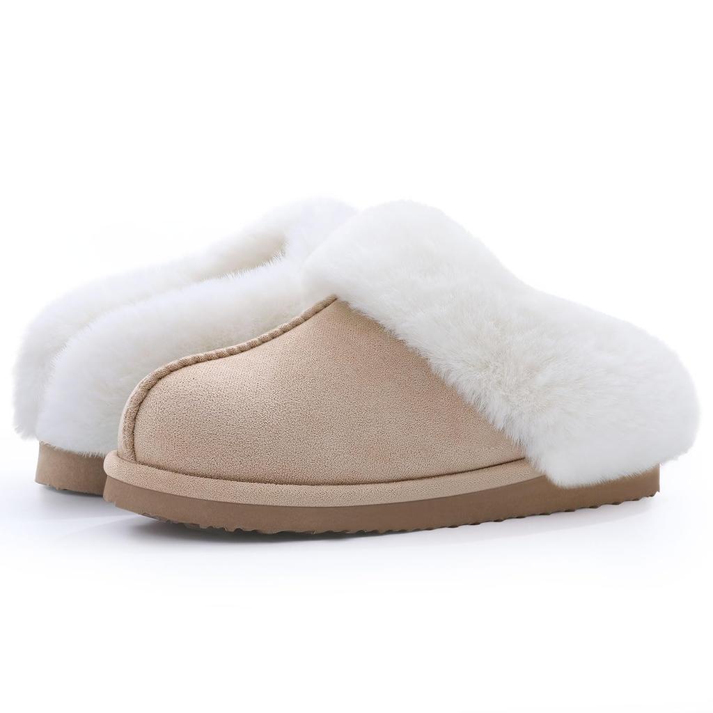Fashion Shevalues Winter Furry Slippers for Women Fluffy Cozy Warm Indoor Slippers Faux Fur Bedroom Home Slides Outdoor Plush Slippers