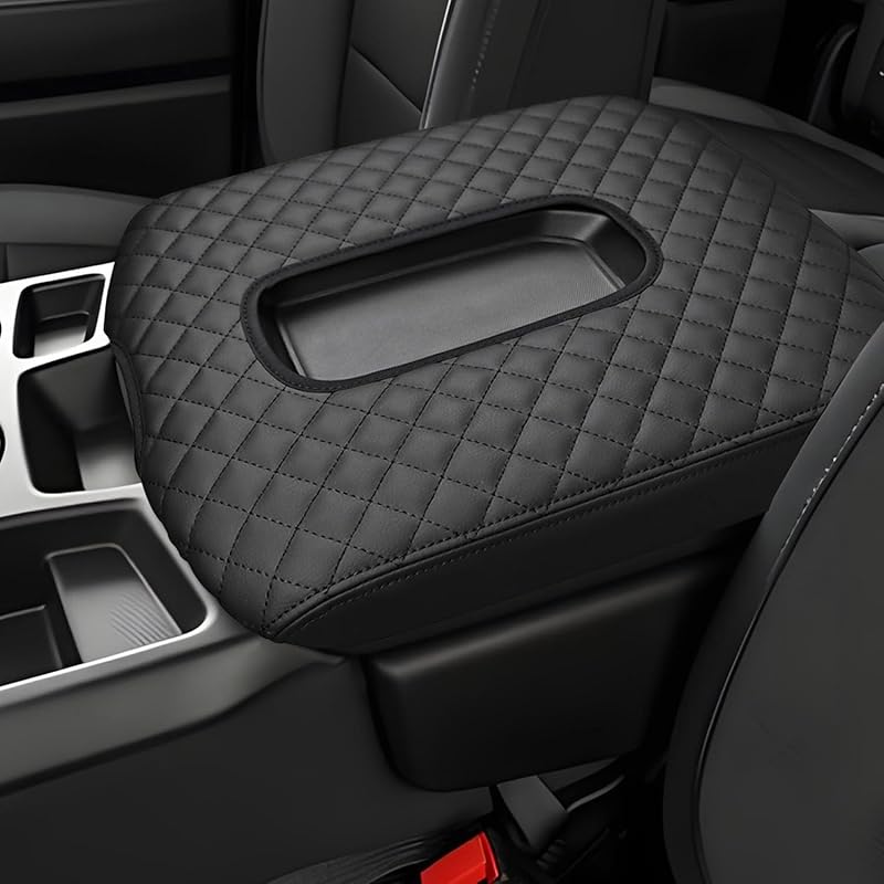 Center Console Cover Compatible With -2025 Chevy Silverado/GMC Sierra Jump Seat Accessories, Middle Console Armrest Lid Leather Protective Cover(For for 2019-2025 jump seat c