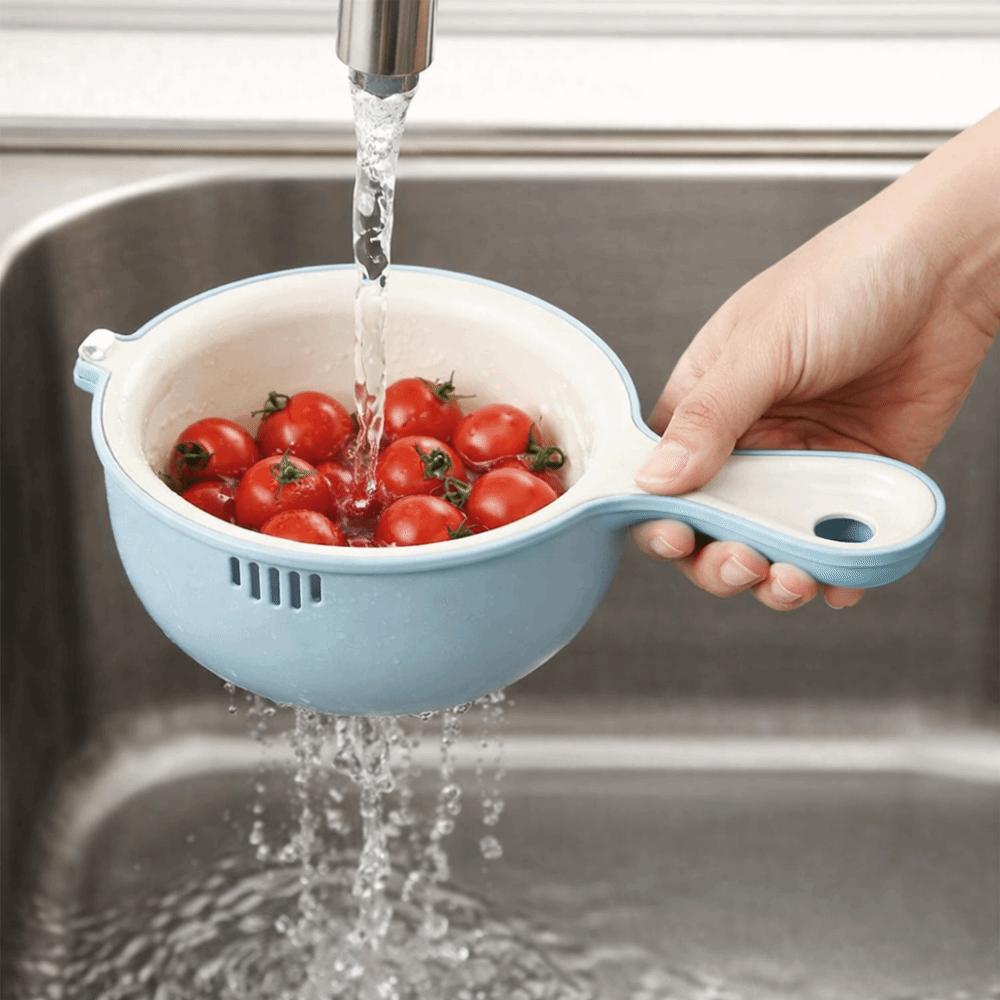 Space-saving Berry Cleaning Bowl Double-layer Strainer Ladle Fashion Drainage Basket Grape