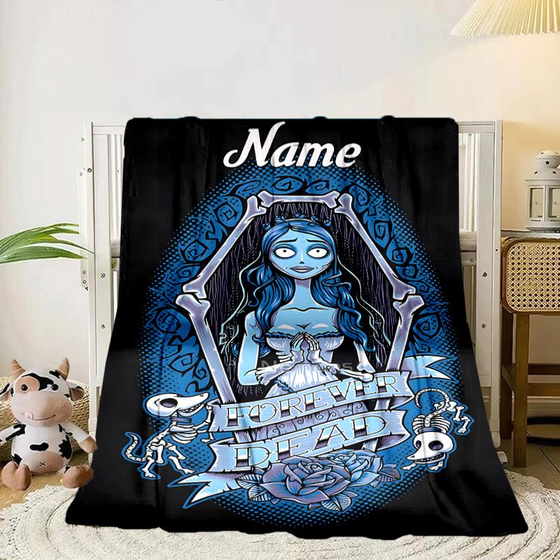 Benutzerdefinierter Name Corpse Bride Kunstdecke Bett Sofa Decke Flanelldecke für Camping, Wandern, Picknick Zubehör, Geschenk für Familie und Freunde