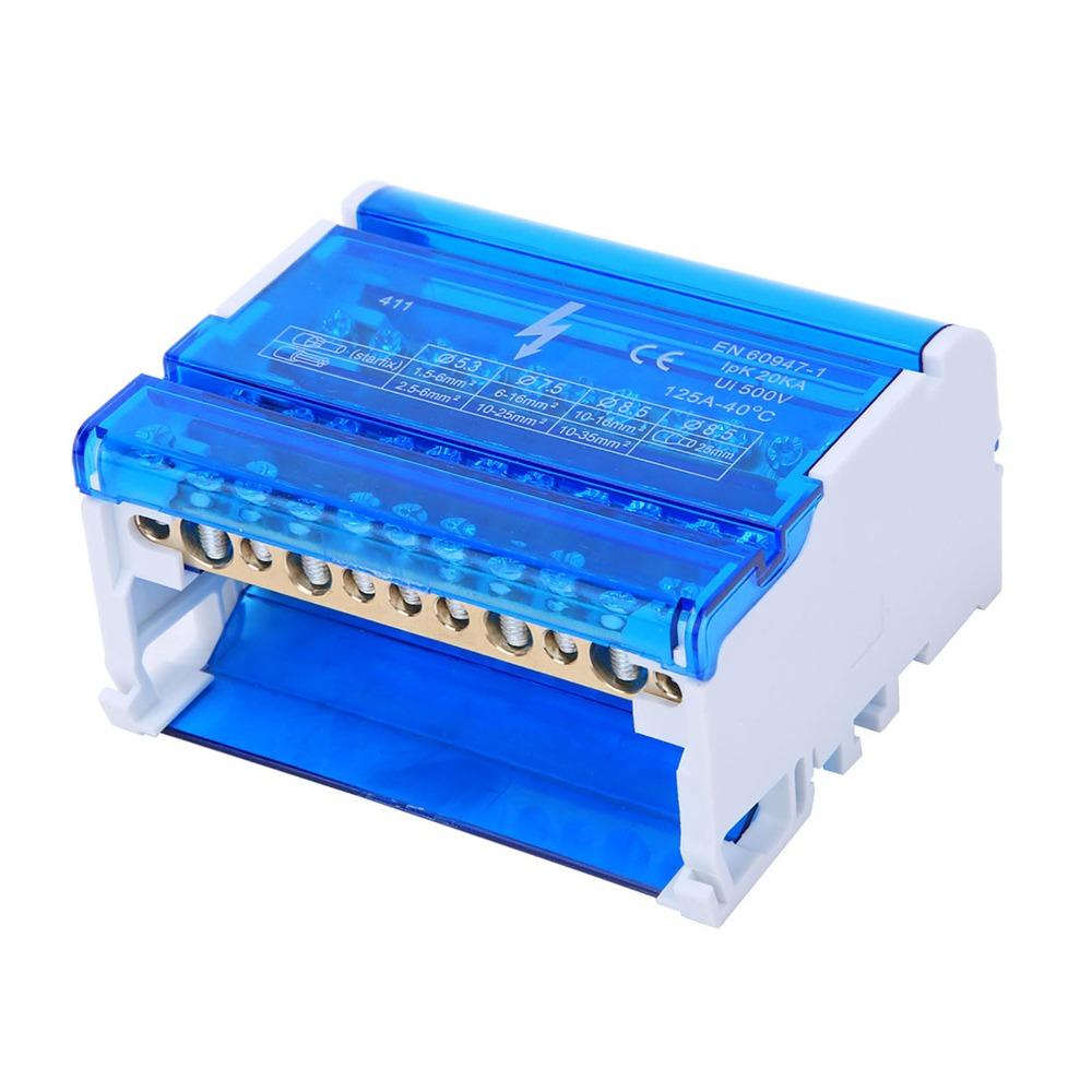 411 Terminal Distribution Box Din Rail Single Phase Terminal Block Junction Box 4 in 40 out 4-Level Junction Box